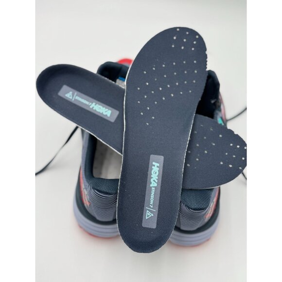 Hoka Mens Stinson 9.5B Running Gray Red Blue Athletic Shoes|1141530-WHF Cushion - Picture 6 of 16